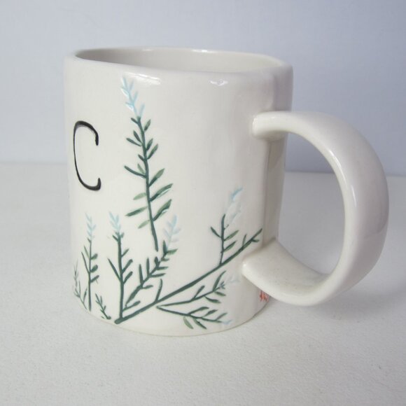 Anthropologie Dagny Monogram Mug Letter C Floral Cottage Pottery Ceramic - Picture 6 of 7